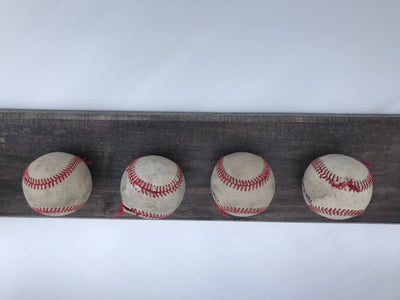 Vintage Bat Rack with Used Baseballs